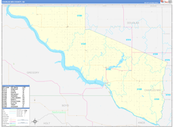 Charles Mix County, SD Wall Map Zip Code Basic Style 2024